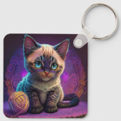 Mooi jong Kat met garenbal Sleutelhanger (Achterkant)