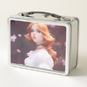 Mooi jong meisje van roze bloemen portret (Achterkant)