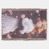 Mooi jong meisje van roze bloemen portret deken (Voorkant)