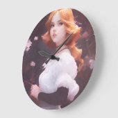 Mooi jong meisje van roze bloemen portret grote klok (Hoek)