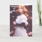 Mooi jong meisje van roze bloemen portret kaart (Voorkant)