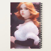 Mooi jong meisje van roze bloemen portret notitieboek (Achterkant)