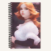 Mooi jong meisje van roze bloemen portret notitieboek (Voorkant)