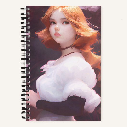 Mooi jong meisje van roze bloemen portret notitieboek (Voorkant)