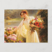 Mooi, jongedame, bloemen, door Albert Lynch, Belle Briefkaart (Voorkant)