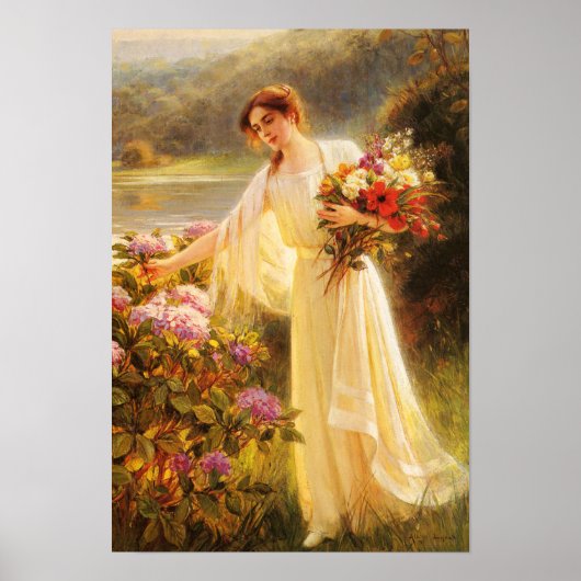 Mooi, jongedame, bloemen, door Albert Lynch, Belle Poster (Voorkant)