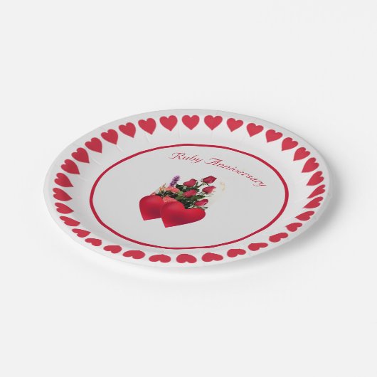 Mooi Jubileum van Ruby Papieren Bordje (Gekanteld)