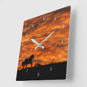 Mooi kantreerpaard in de zuidwestelijke zon vierkante klok (Hoek)