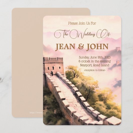 Mooi kasteel, doe mee met ons bruiloft kaart (Voorkant / Achterkant)