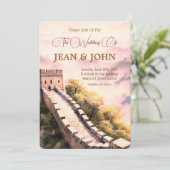 Mooi kasteel, doe mee met ons bruiloft kaart (Staand voorkant)