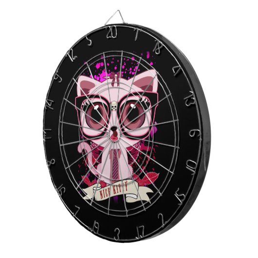Mooi Kat - zwart en PInk Dartbord (Voorkant Rechts)