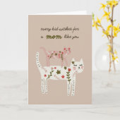 Mooi katjes Moederdag kaart (Gele Bloem)