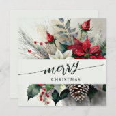 Mooi Kerst Bloemen Boeket Feestdagenkaart (Voorkant / Achterkant)