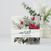 Mooi Kerst Bloemen Boeket Feestdagenkaart (Staand voorkant)