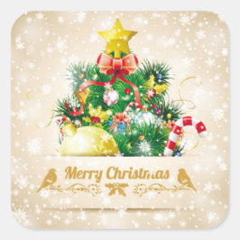 Mooi Kerst sticker met Sparkling Snow