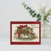 Mooi kerstBriefkaart met Vintage Feestdagenkaart (Staand voorkant)