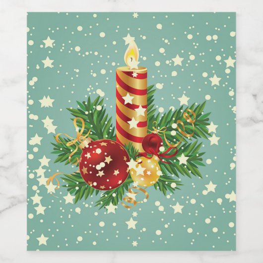 Mooi kerstdecor wijn etiket (Enkel label)