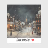 Mooi kerstdorp op kerstnacht. sticker (Vel)