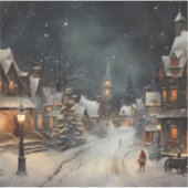Mooi kerstdorp op kerstnacht. sticker (Voorkant)