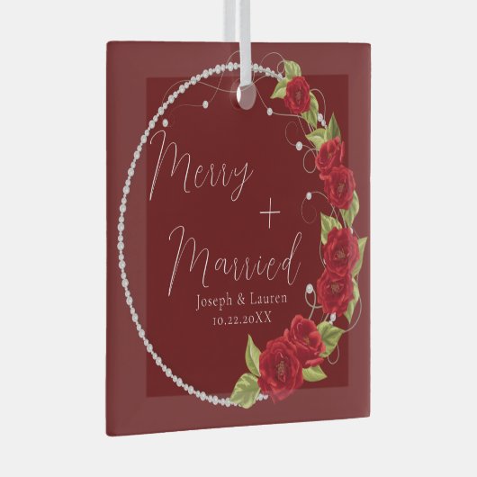 Mooi kerstfeest als getrouwd glas ornament (Voorkant Rechts)