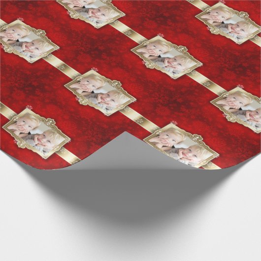 Mooi kerstfeest, goudkoorts, aangepaste foto cadeaupapier (Hoek)