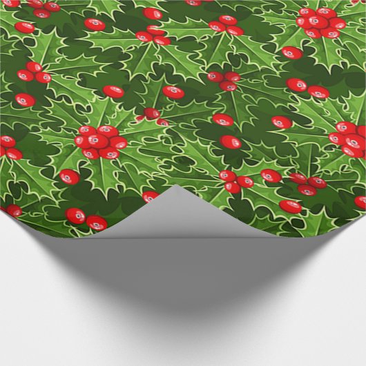 Mooi kerstfeest Holly Cadeaupapier (Hoek)