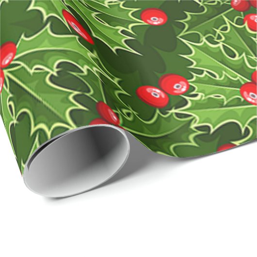 Mooi kerstfeest Holly Cadeaupapier (Rol Hoek)