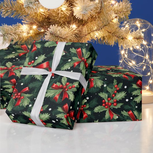 Mooi kerstfeest Holly Cadeaupapier (Feestdagen)