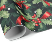 Mooi kerstfeest Holly Cadeaupapier (Rol Hoek)