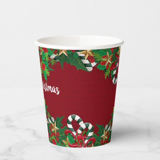 Mooi kerstfeest papieren bekers (Links)