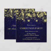 Mooi kerstfeest stralende sterren blauw kaart (Voorkant / Achterkant)