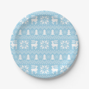 Mooi kerstkeuken Geïnspireerd blauw patroon Papieren Bordje