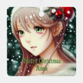 Mooi kerstmeisje, Anime Metalen Ornament (Voorkant)