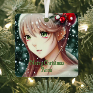 Mooi kerstmeisje, Anime Metalen Ornament