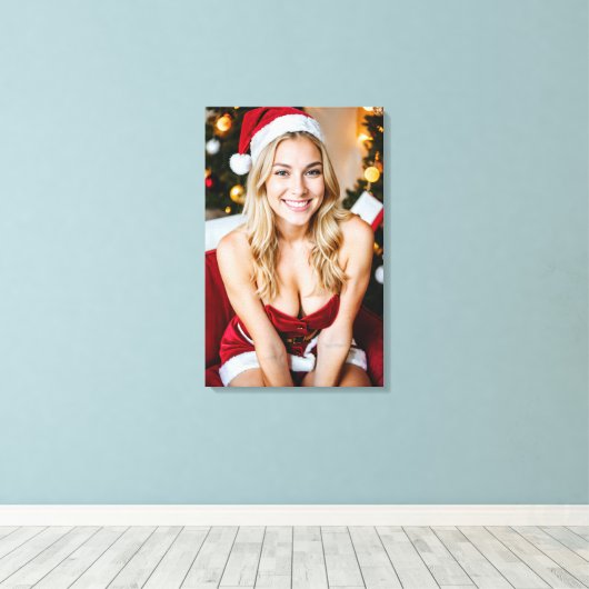 Mooi kerstmeisje op canvas (Insitu (Houten vloer))