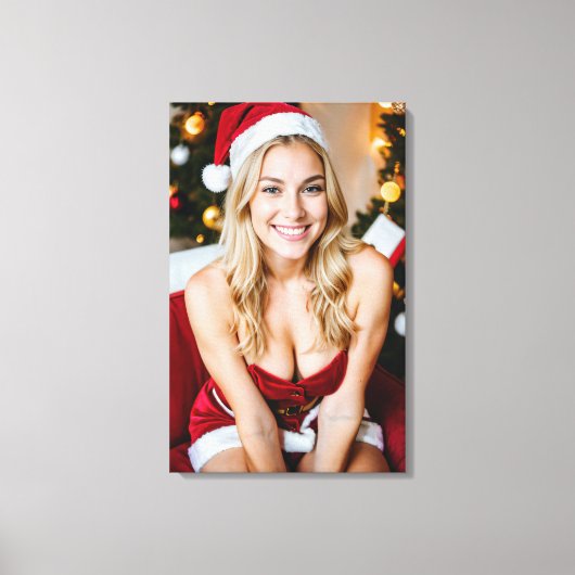 Mooi kerstmeisje op canvas (Voorkant)