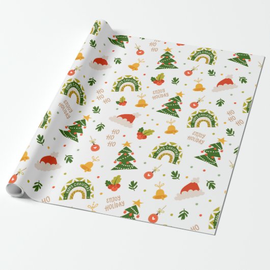Mooi kerstpatroon cadeaupapier (Uitgerold)