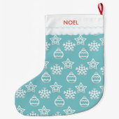 Mooi kerstpatroon op licht blauw grote kerstsok (Achterkant)