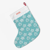 Mooi kerstpatroon op licht blauw grote kerstsok (Achterkant (Hangend))