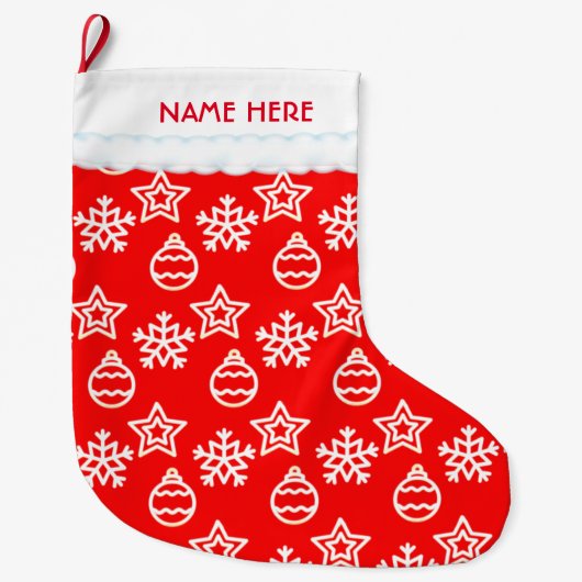 Mooi kerstpatroon op rood grote kerstsok (Voorkant)