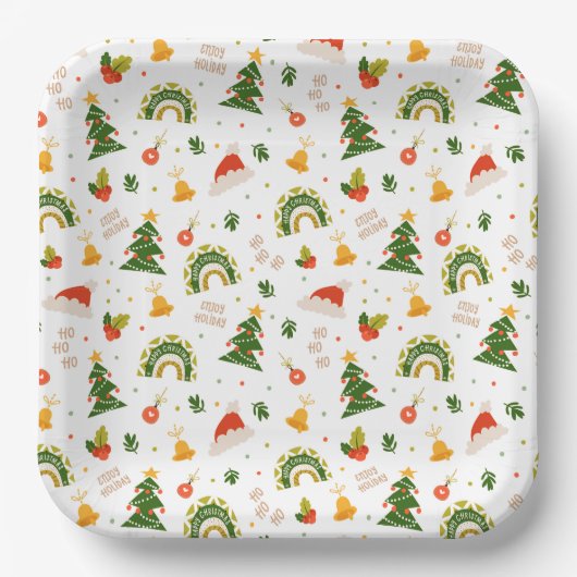 Mooi kerstpatroon papieren bordje (Voorkant)