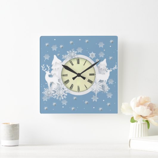 Mooi kerstwit vierkante klok (Huis)