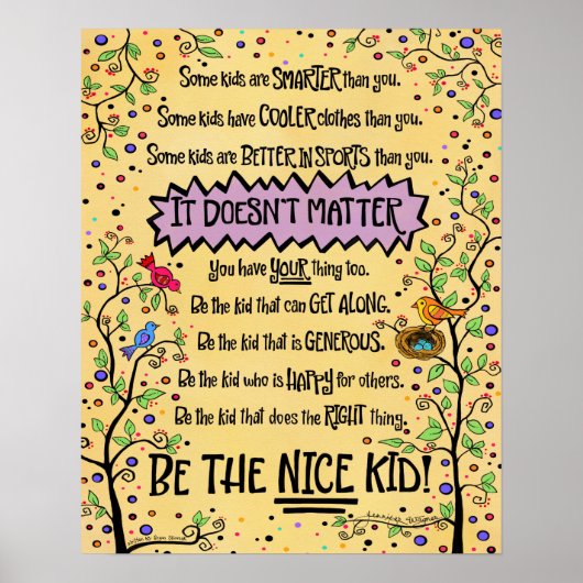 Mooi Kind Classroom Birds Tree Inspiring School Poster (Voorkant)