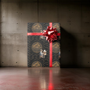 Mooi kind piano Victor record zwart brons Cadeaupapier