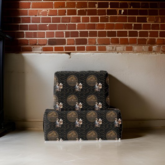 Mooi kind piano Victor record zwart brons Cadeaupapier