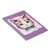 Mooi Kitty Met Roze Strik Spiraal Foto Notitieboek (Rechterzijde)