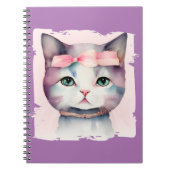 Mooi Kitty Met Roze Strik Spiraal Foto Notitieboek (Voorkant)