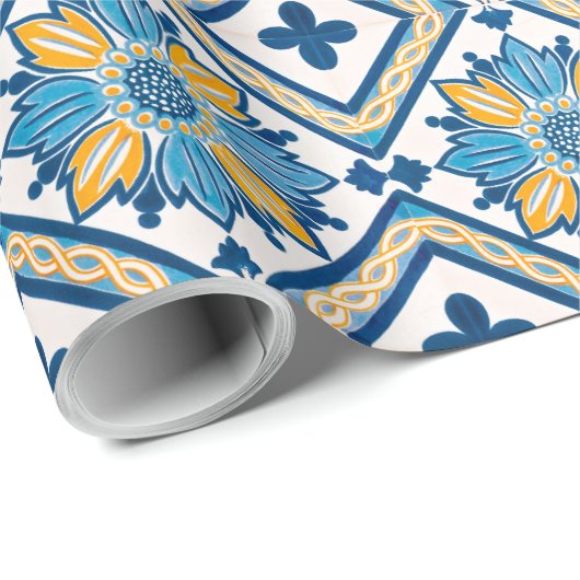 Mooi Klassiek mediterraan Floral Pattern Cadeaupapier (Rol Hoek)