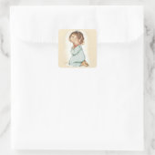Mooi klein meisje bidden rozenkrans vierkante sticker (Tas)