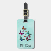 Mooi Kleine Vlinders op Mintgroen Bagagelabel (Voorkant verticaal)